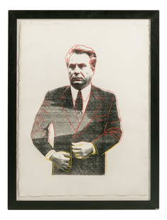 Andy Warhol (1928-1987) John Gotti Art Screenprint: Andy Warhol (Pittsburgh / New York, 1928-1987). An American pop art screenprint in colors. Titled, "John Gotti," produced 1986. A figural portrait composition outlined in colors depicting American