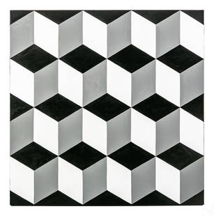 Tim Ray Fisher (b.1969) Geometric Op Art Painting: Tim Ray Fisher (American, born 1969). An original modernist op art acrylic painting on canvas. Signed on verso, T. Fisher. Gallery size format with a geometric composition. Canvas over wood frame