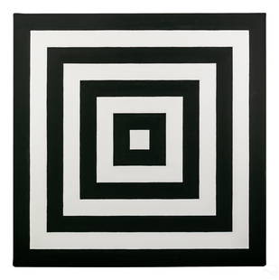 Tim Ray Fisher (b.1969) Geometric Op Art Painting: Tim Ray Fisher (American, born 1969). An original modernist op art acrylic painting on canvas. Signed on verso, T. Fisher. Gallery size format with a geometric composition. Canvas over wood frame