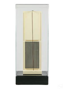 Jesus Rafael Soto 1923-2005 Kinetic Optical L/E Art Sculpture: Jesus Rafael Soto (Venezuelan, 1923-2005). A limited edition modernist table sculpture. A kinetic optical composition with thin metal rod suspended from fishing line connected, in turn, to a metal