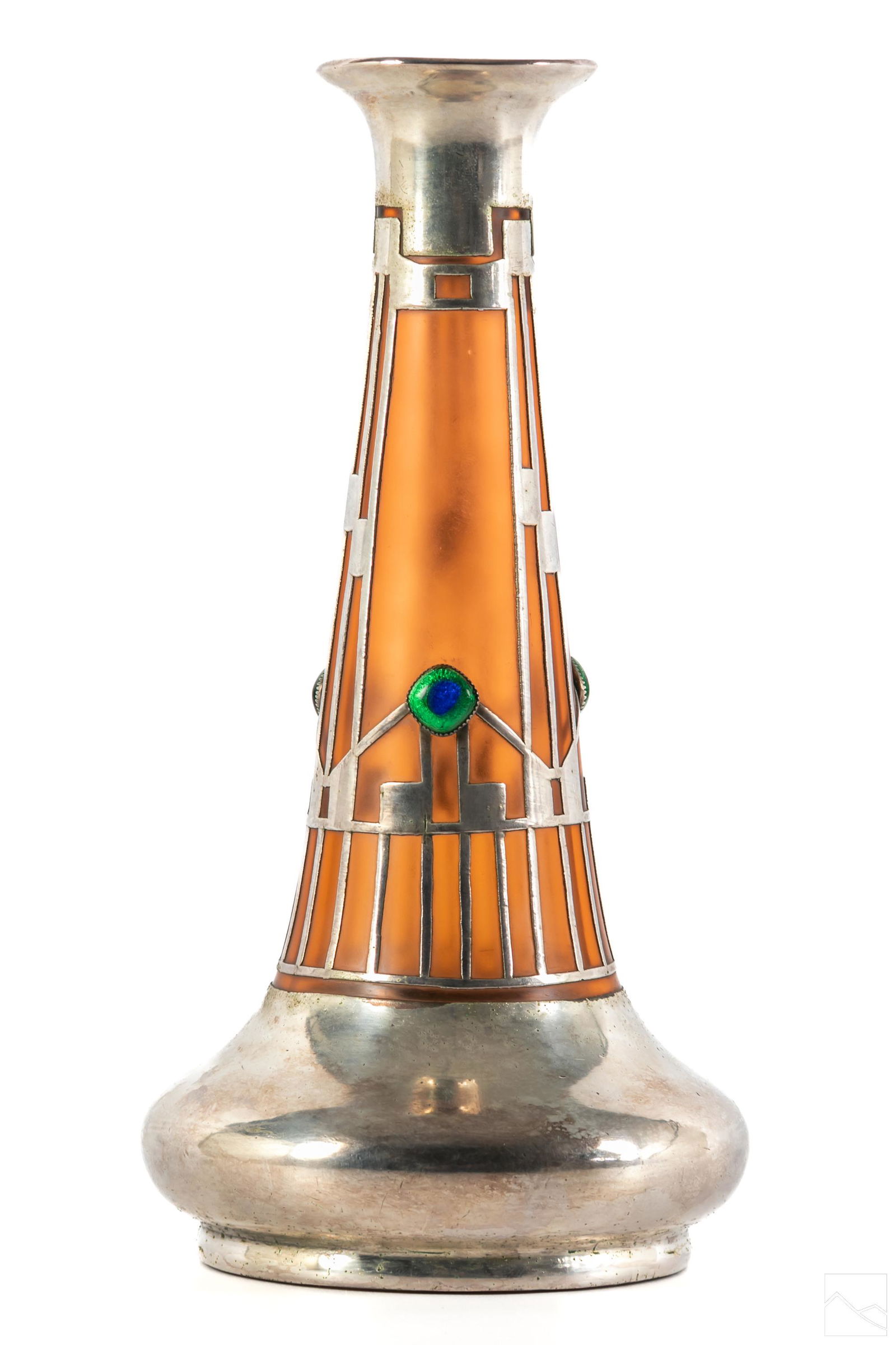 Loetz 19C. Nouveau Silver Overlay Glass Vase (1 of 5)