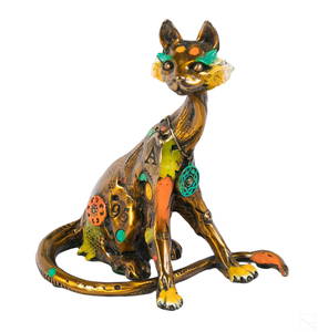 Nano Lopez (b.1955) Abstract Bronze Cat Sculpture