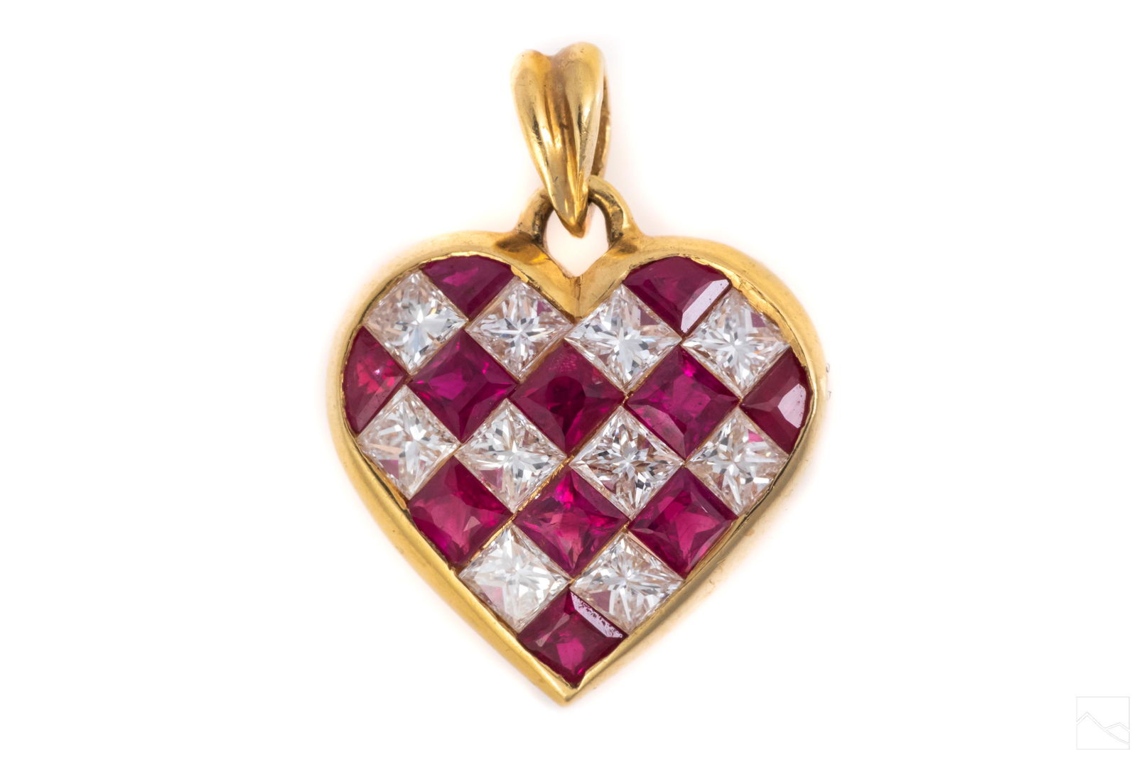 18K Gold 2 CTTW Diamond Ruby Invisibly Set Pendant (1 of 4)
