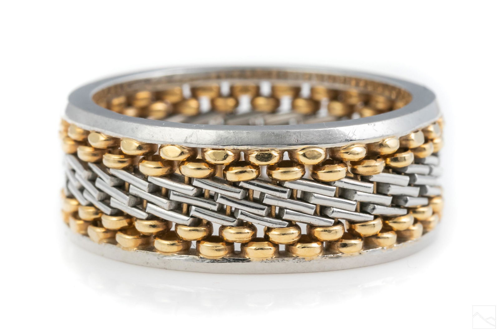 Platinum 18K Gold Designer Basket Weave Ring Sz 13 (1 of 5)