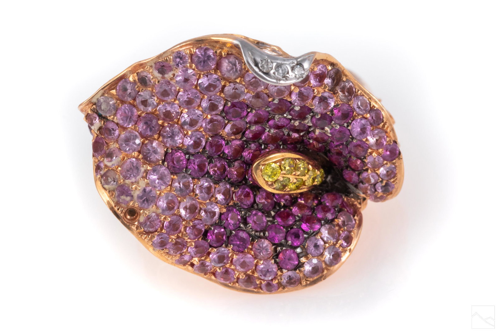 18K Gold Neda Benham Pink Sapphires Lily Ring Sz 8 (1 of 8)