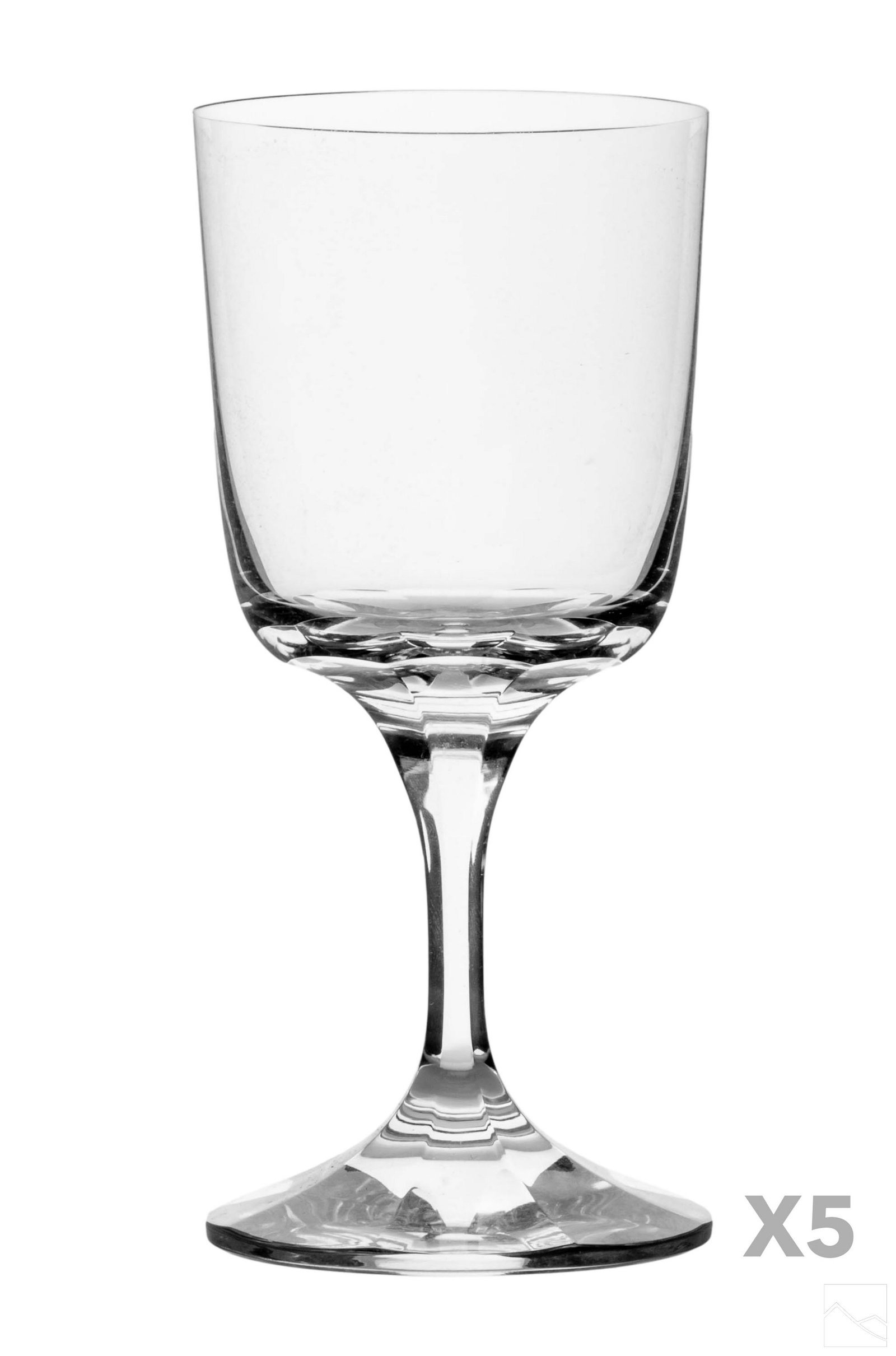 Lalique French Crystal French Wine Goblets and Box: Set of five (5) Lalique France crystal wine goblets. In original vintage box with dividers. Barware dinnerware French art glass. Dimensions: 6.5 X 3 X 3 in. Condition: Good overall condition havin