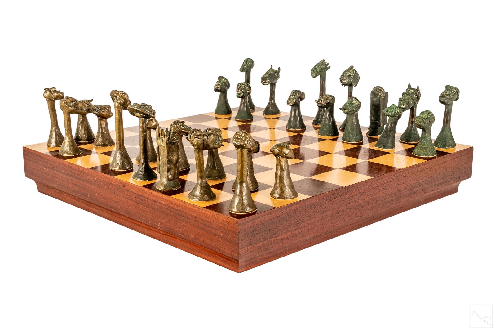Bronze Brutalist Mid Century Modernist Chess SET (1 of 8)