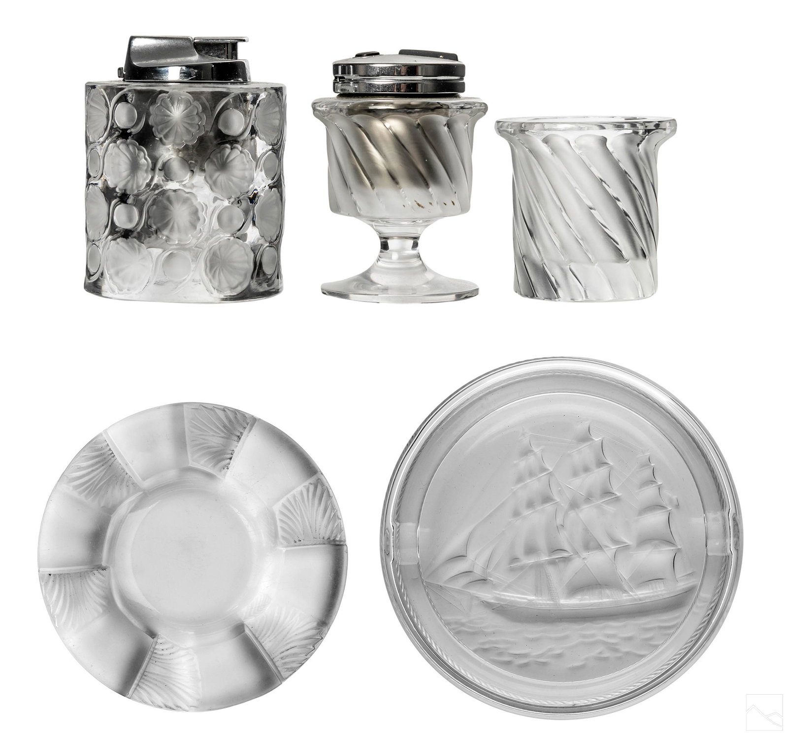 Lalique French Crystal Tobacco Ashtrays & Lighters (1 of 8)