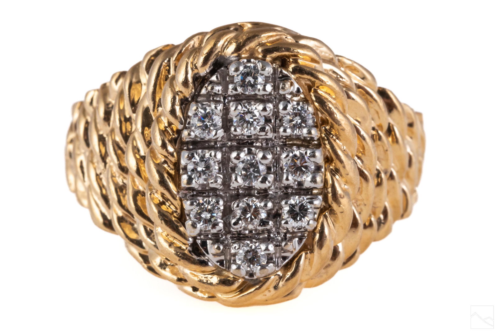 14K Gold Natural Diamond Cluster Ring Sz 12.5 11g (1 of 6)