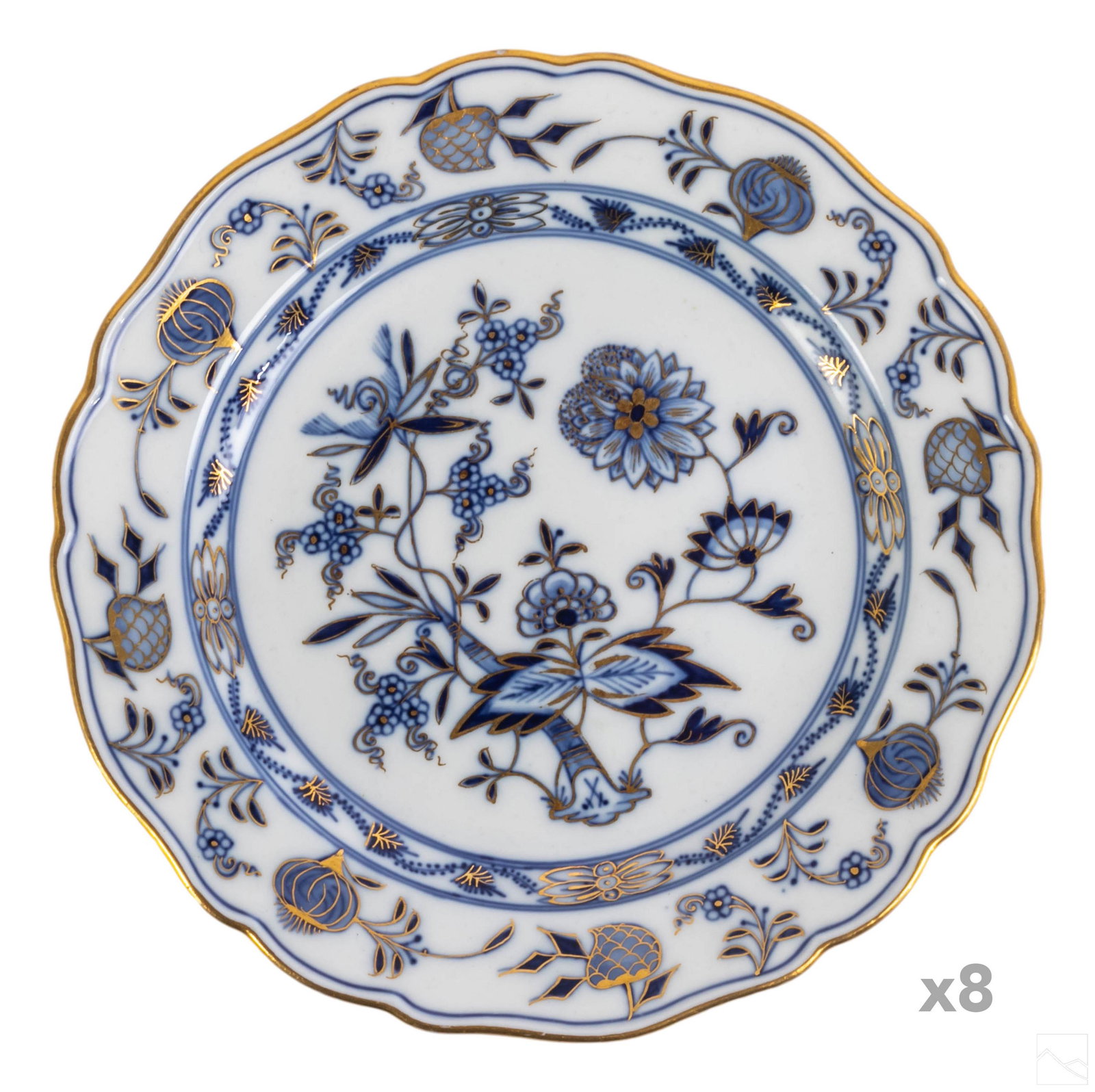 Meissen Porcelain Blue White & Gold Dessert Plates (1 of 5)