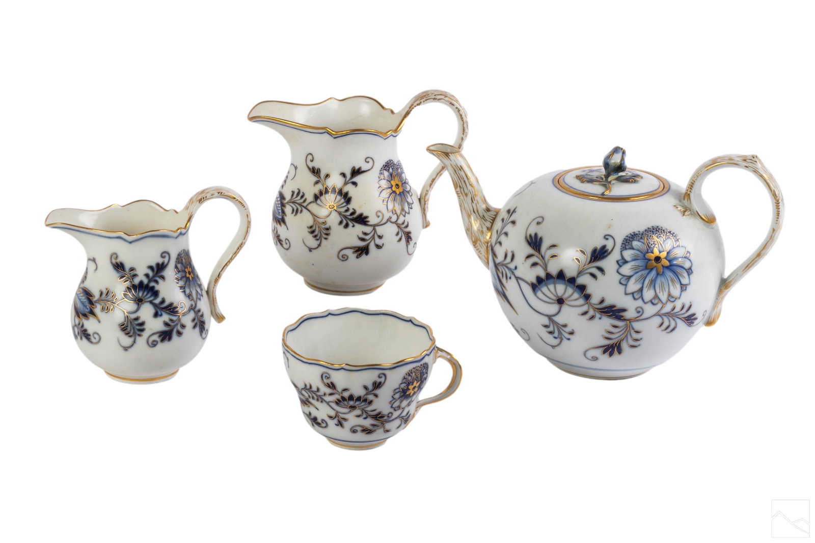 Meissen German Porcelain Blue White & Gold Tea SET (1 of 9)