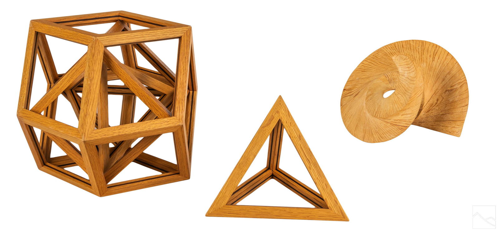 Modernist 20C Carved Wood Geometric Art Sculptures (1 of 9)