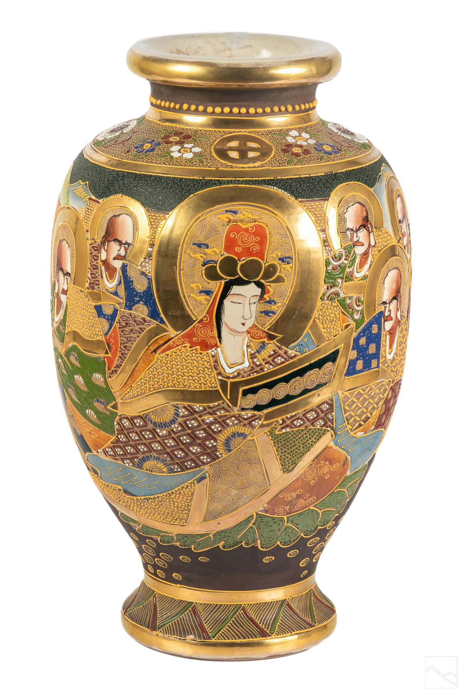 Japanese Satsuma Figural Immortals Porcelain Vase (1 of 8)