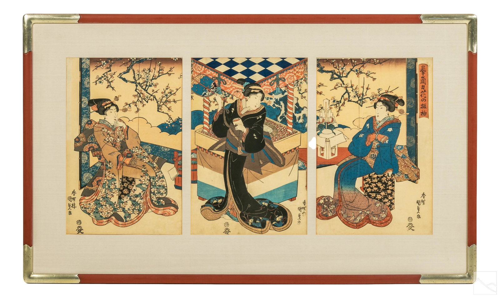 Japanese Woodblock Triptych Print by Kunisada 1820 (1 of 4)