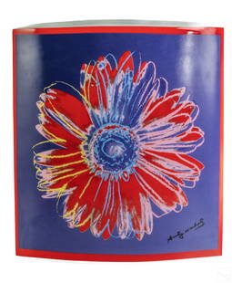 Rosenthal Studio Line by Andy Warhol DAISIES Vase: Rosenthal porcelain Daisies collection vase in an oblong elliptical design with printed decor in colors, after Andy Warhol (1928-1987). With printed ANDY WARHOL signature and manufacturer's mark ROSEN