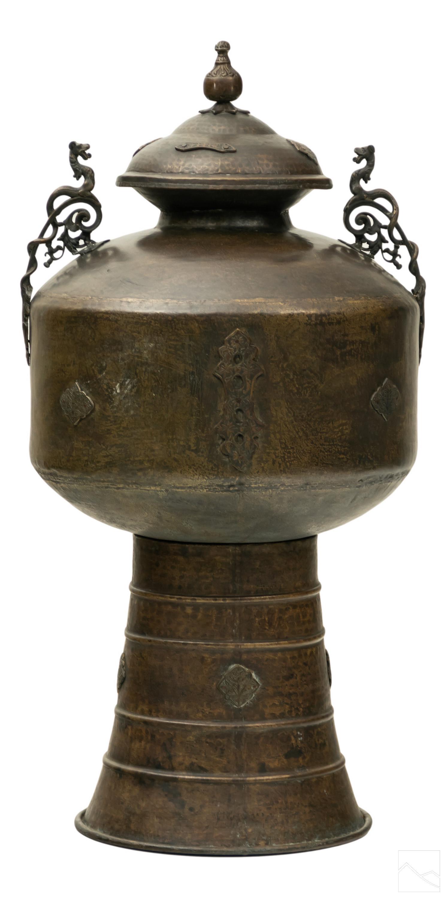 Bronze Chinese Style Palace Size Lidded Dragon Urn (1 of 7)