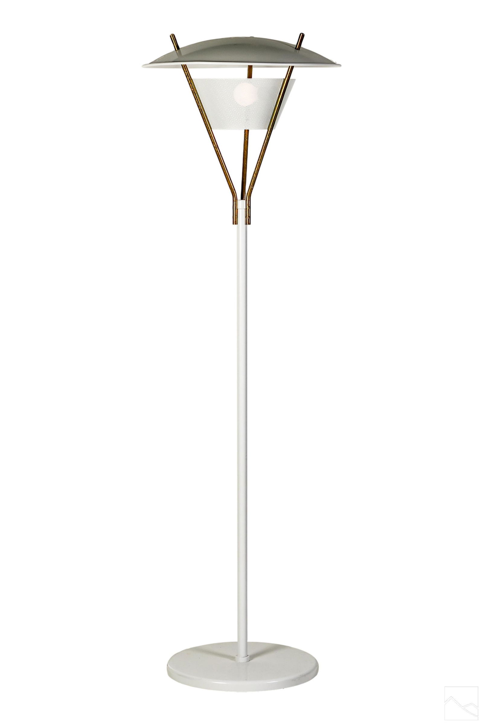 Mid Century Modern (20C) White Enameled Floor Lamp (1 of 6)