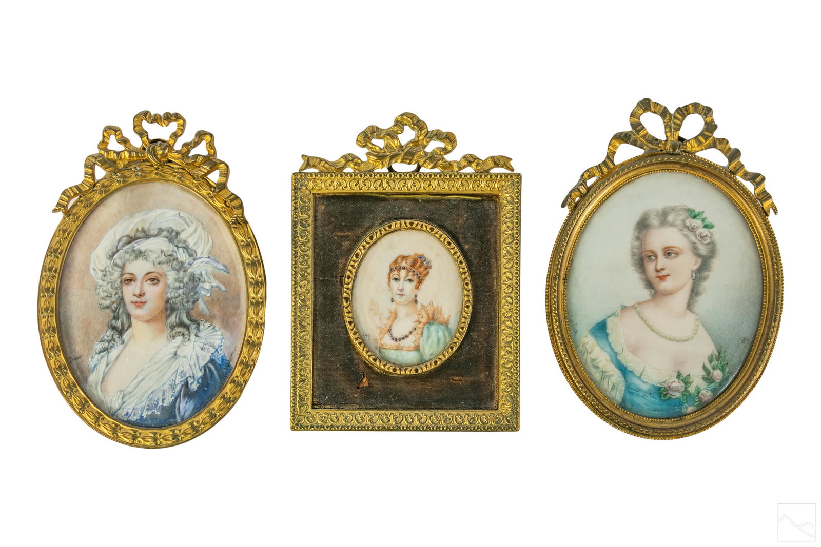 Miniature Brass Antique Portrait Plaque Paintings (1 of 8)