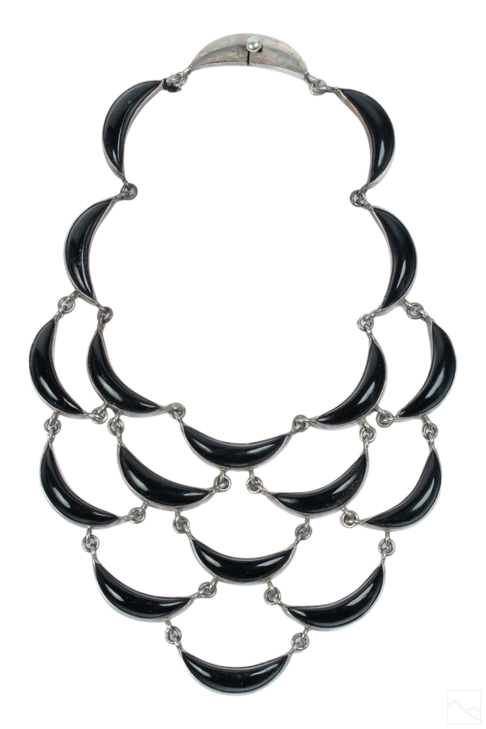 Sterling Silver Black Onyx Crescent Moon Necklace (1 of 4)