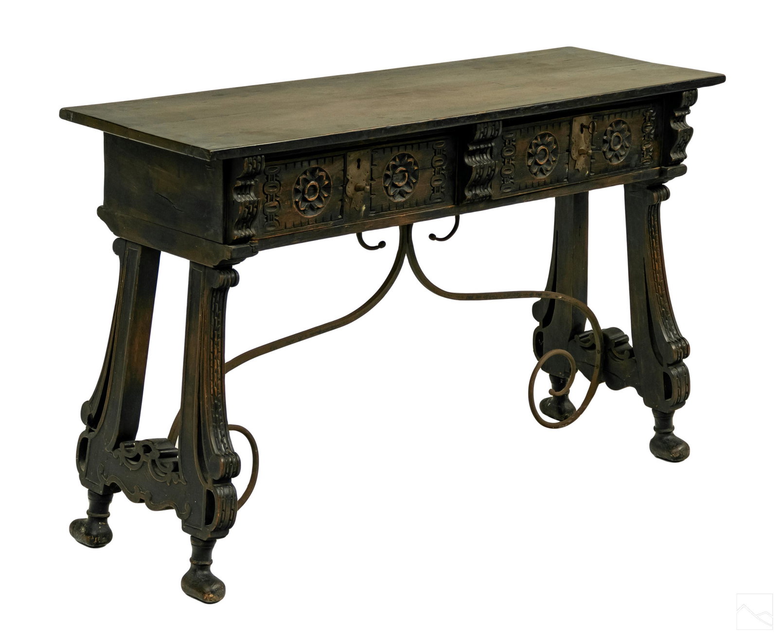 Renaissance Wood and Wrought Iron Trestle Table (1 of 6)