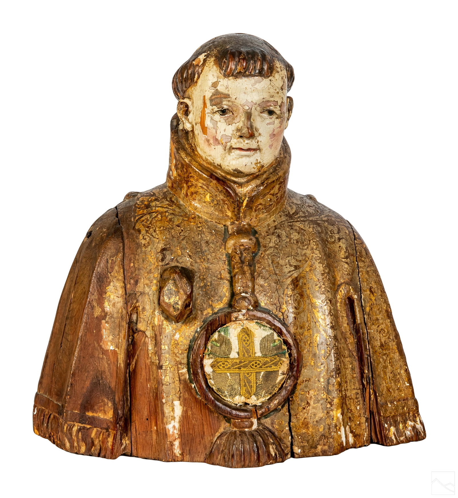 Italian Antique Carved Wood Santos Reliquary Bust (1 of 6)