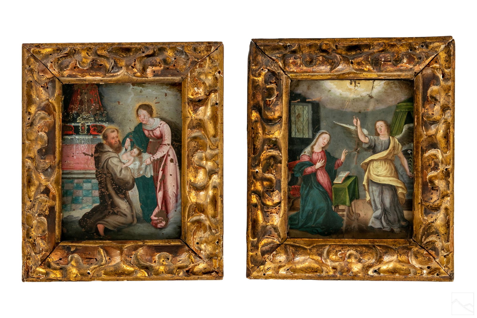 Madonna & Babe Figural Antique Religious Paintings (1 of 6)