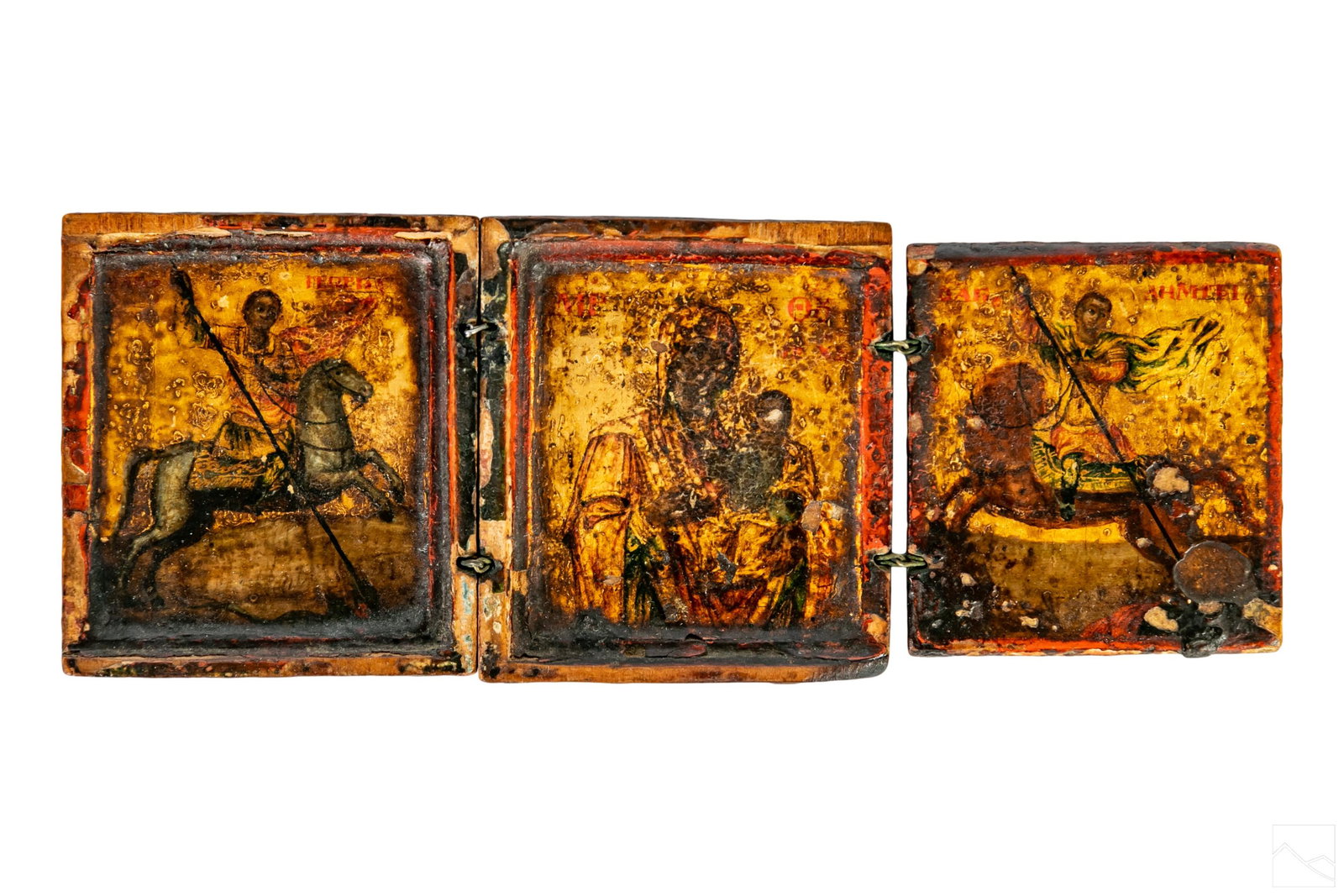 Madonna and St George Religious Triptych Paintings (1 of 6)