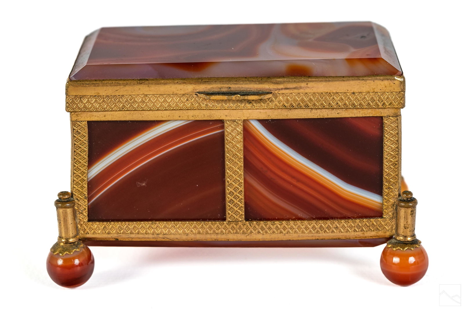 Dore Bronze Carnelian Jewelry Trinket Casket Box (1 of 5)