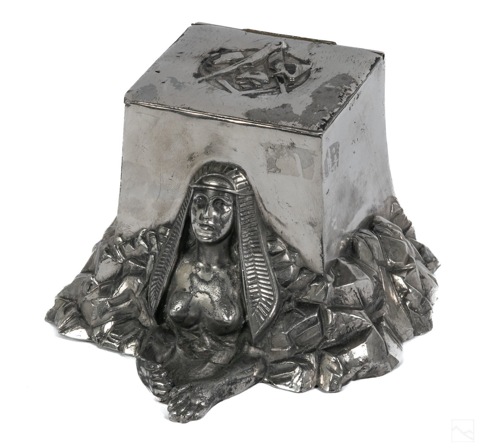 Egyptian Revival Masonic Silver Plated Ink Well (1 of 5)