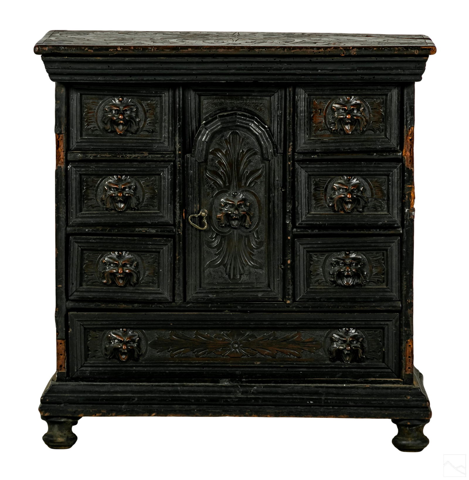 Carved Wood Antique Spice Chest of Drawers Cabinet (1 of 7)