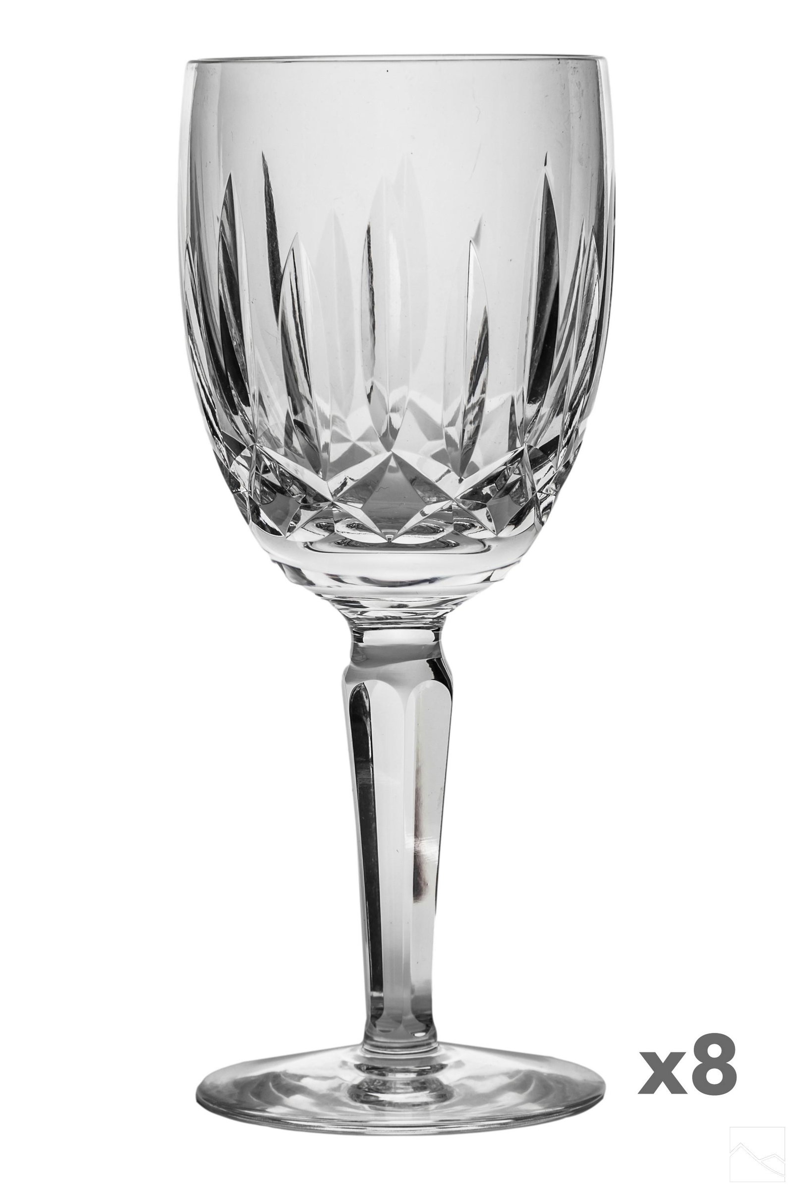Waterford Irish Crystal Kildare Wine Glasses SET: A set of eight (8) Waterford Irish crystal Kildare wine glasses. Footed stems. All signed Waterford on bottom. Dimensions: 6.5 X 2.75 X 2.75 in. Condition: Good overall condition with minor surfac