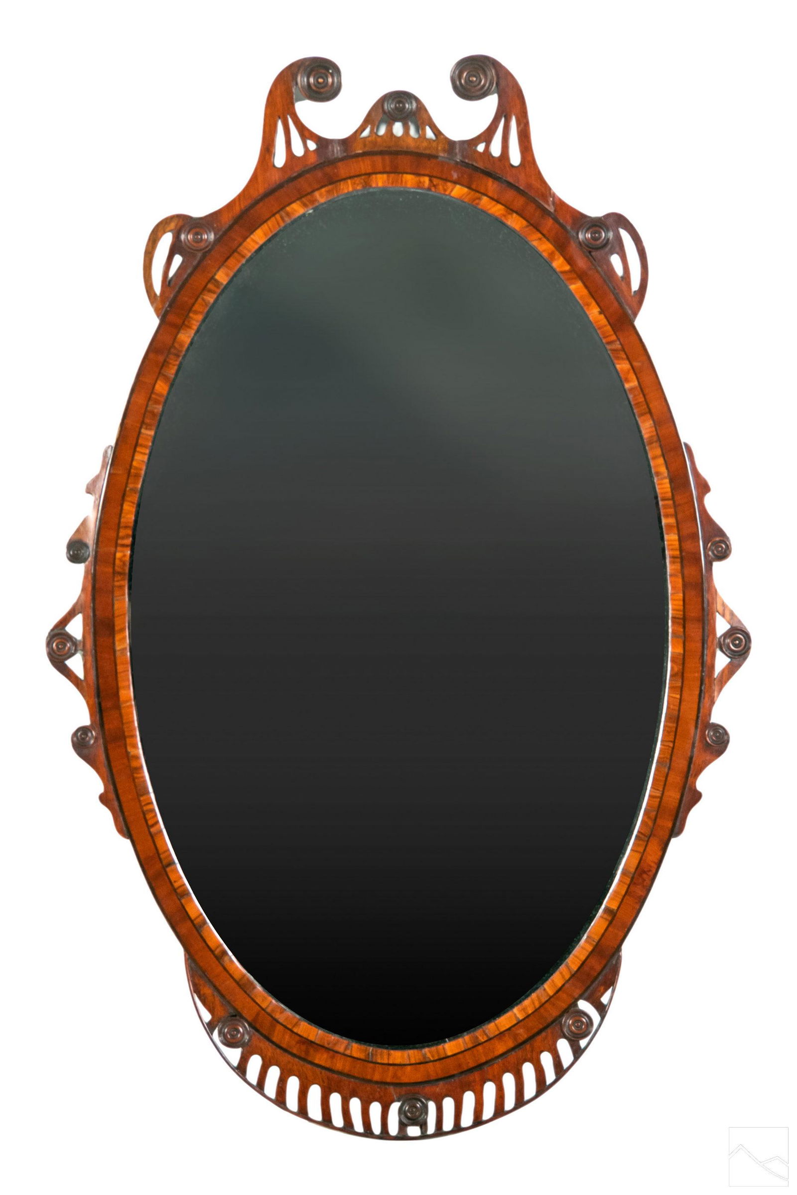 George III Antique Mahogany Wood Oval Cross Mirror (1 of 4)