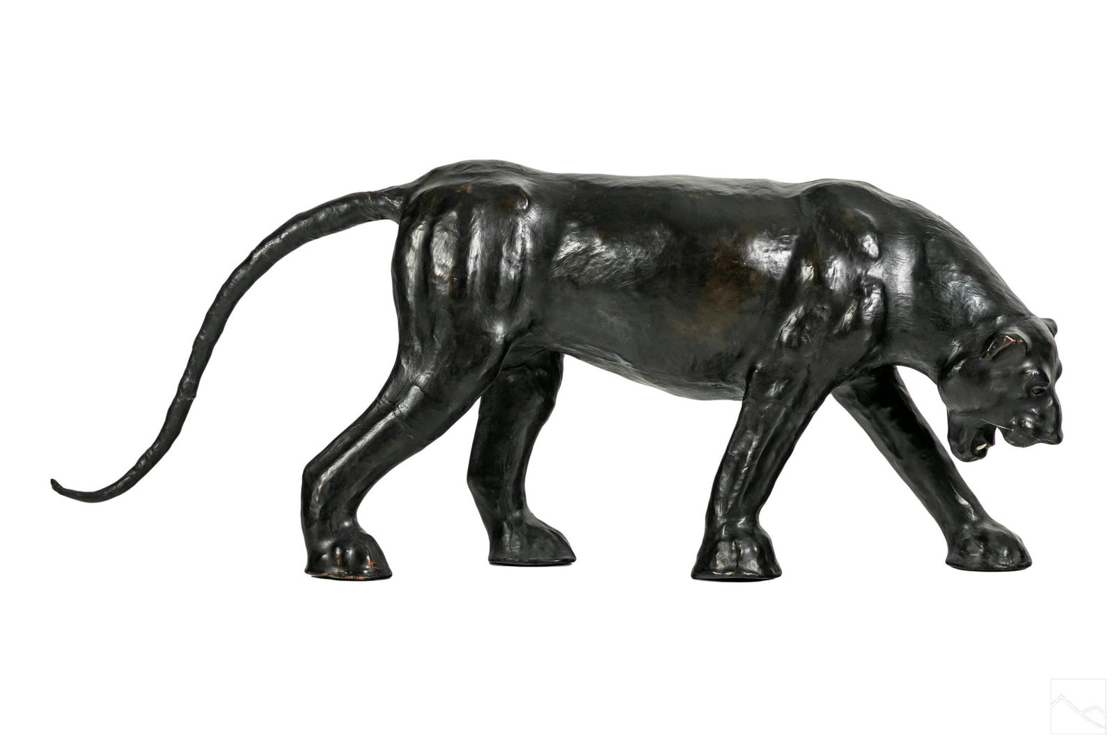 Leather Clad Molded Wood Panther Big Cat Sculpture (1 of 4)