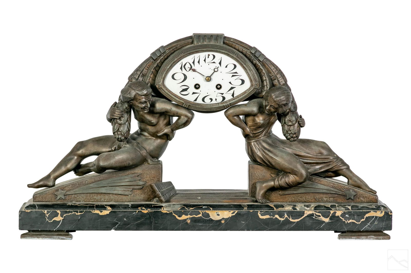 Georges Van de Voorde Art Deco Bronze Marble Clock (1 of 10)