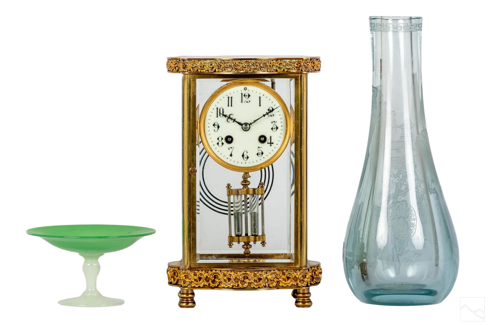 French Clock, Chinese Glass Vase & Opaline Compote (1 of 11)
