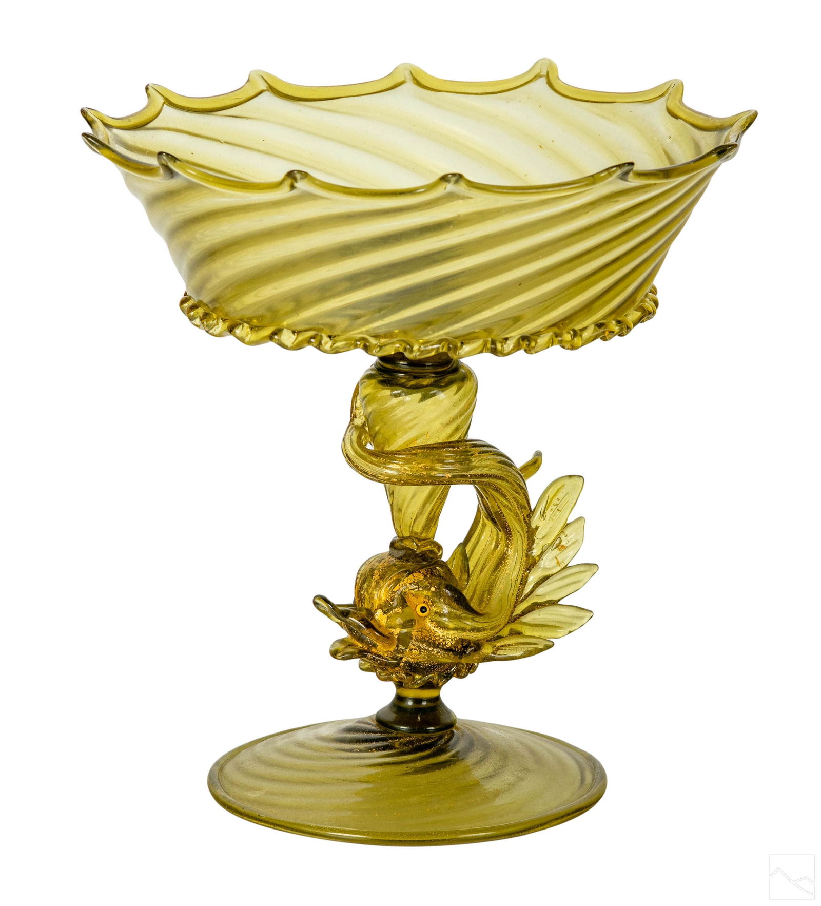 Murano Venetian Art Glass Compote & Dolphin Base (1 of 7)