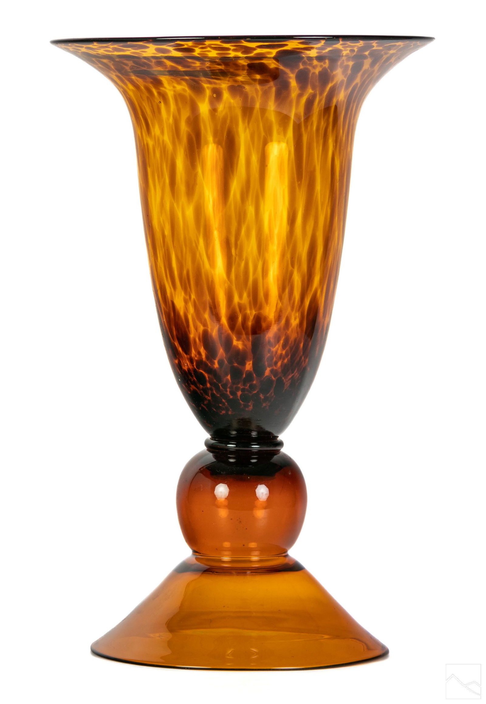 Murano Venetian Amber Leopard Glass Trumpet Vase (1 of 4)