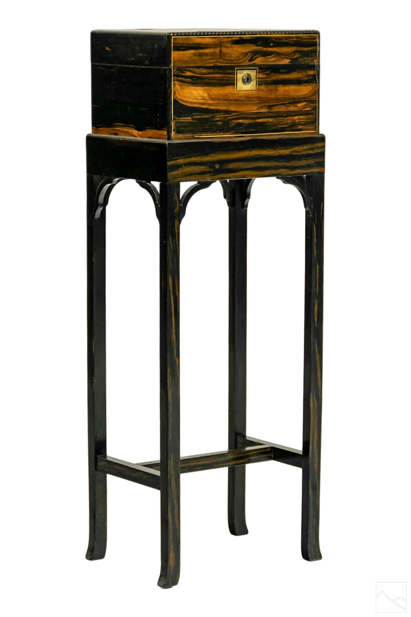 18C. Antique English Brass Inlaid Letter Box Stand (1 of 6)