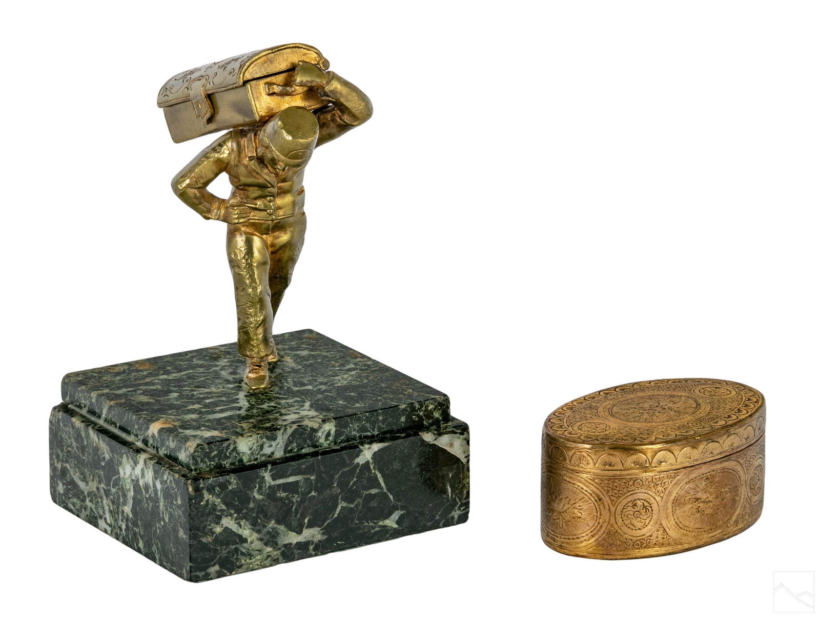 Grand Tour Bronze Match Striker & Gilt Snuff Box (1 of 7)
