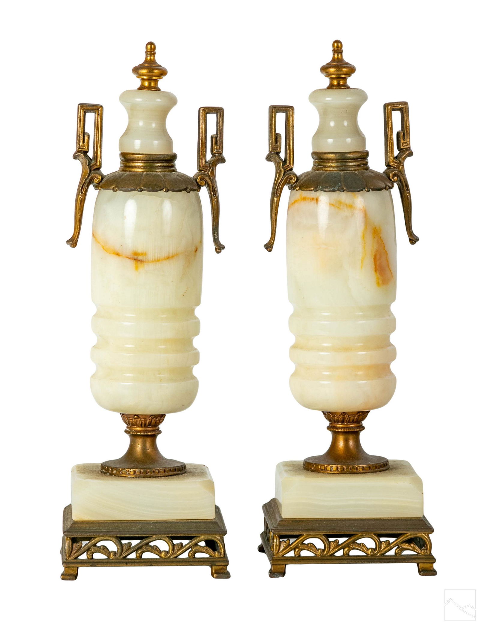 Art Deco Bronze and Carved White Marble Garnitures (1 of 4)