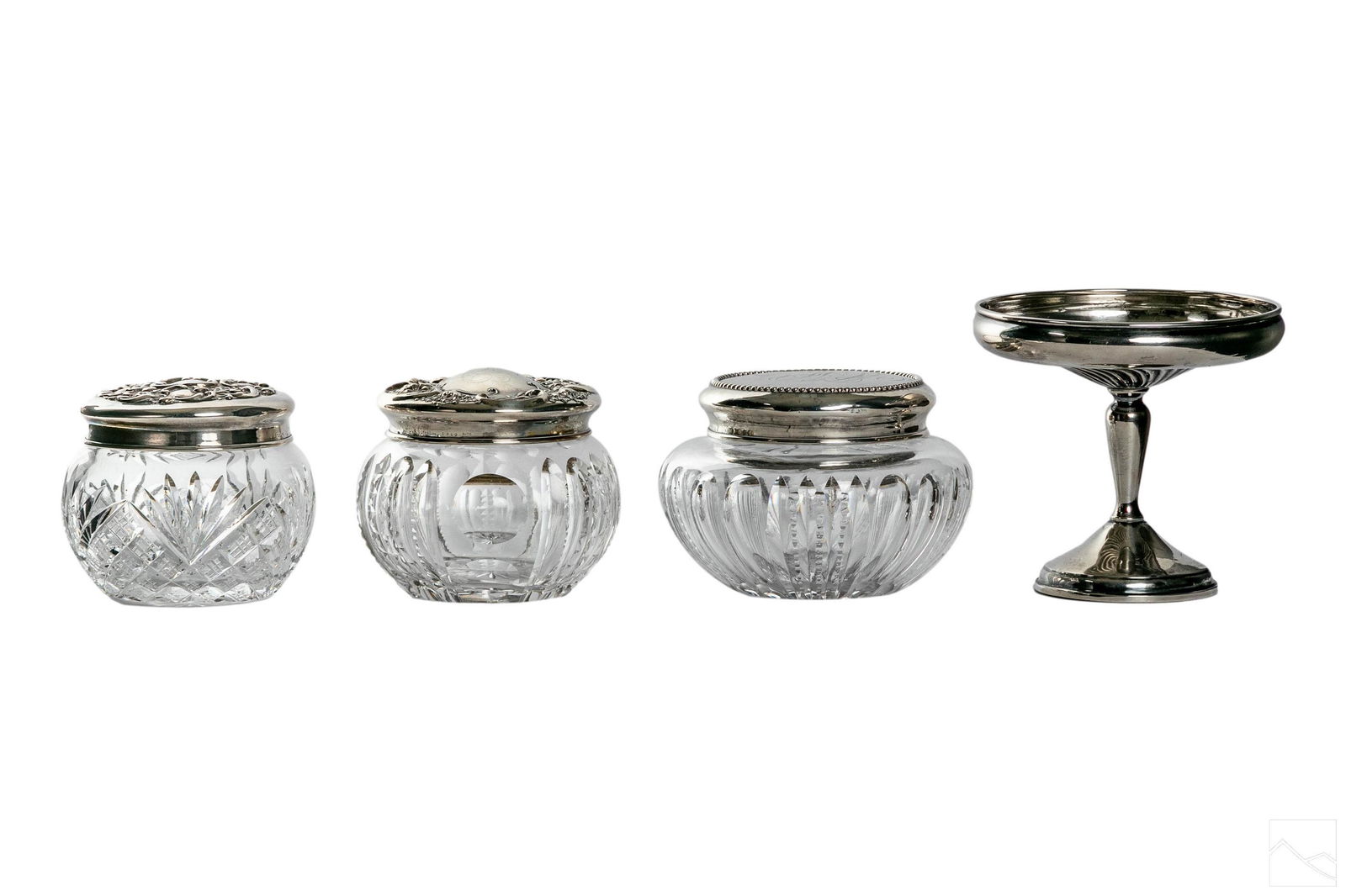 Sterling Silver & Crystal Jars & Sterling Compote (1 of 4)