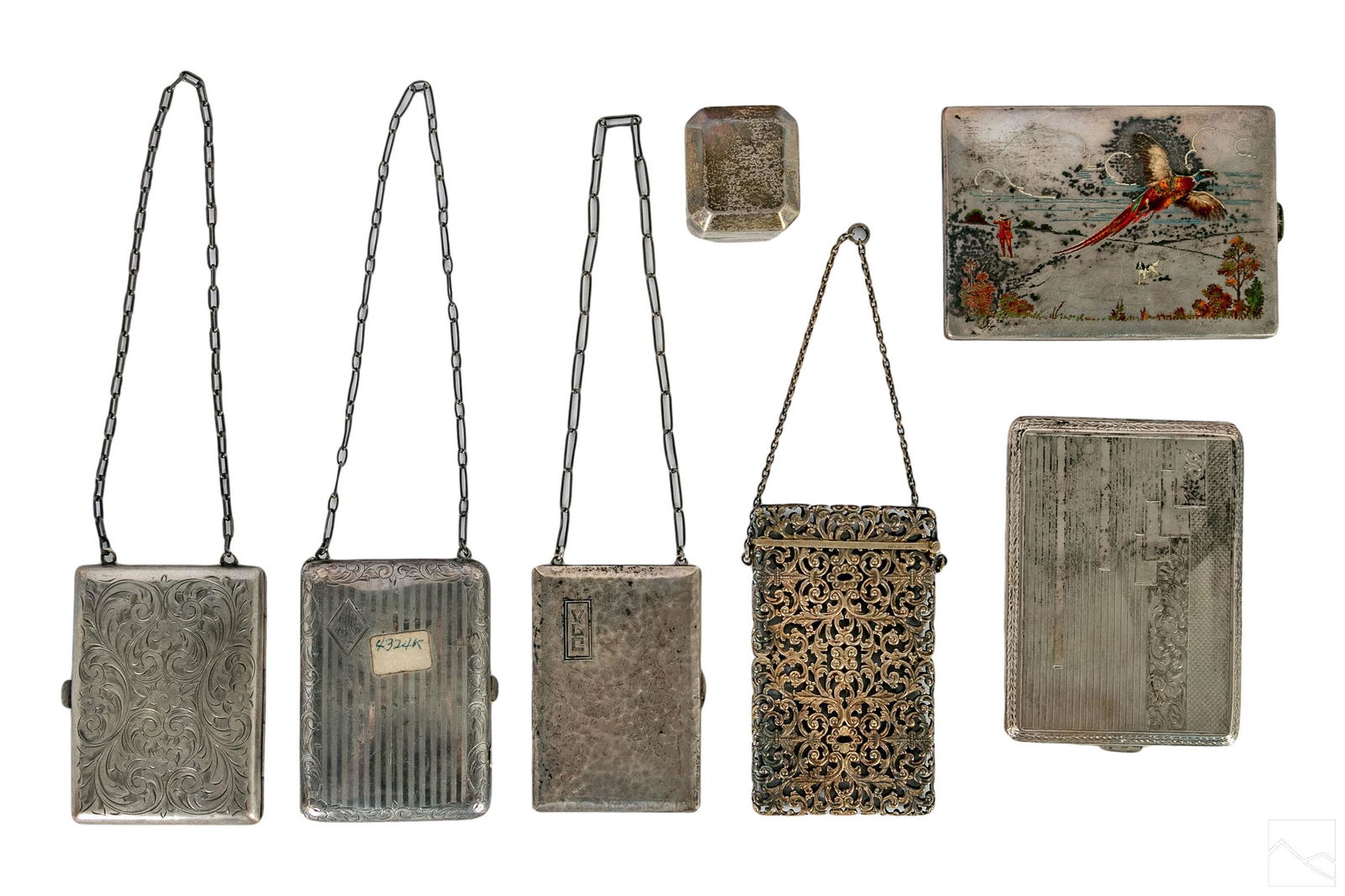 Sterling Silver Cigarette Cases & Vanity Pcs. 580g (1 of 8)