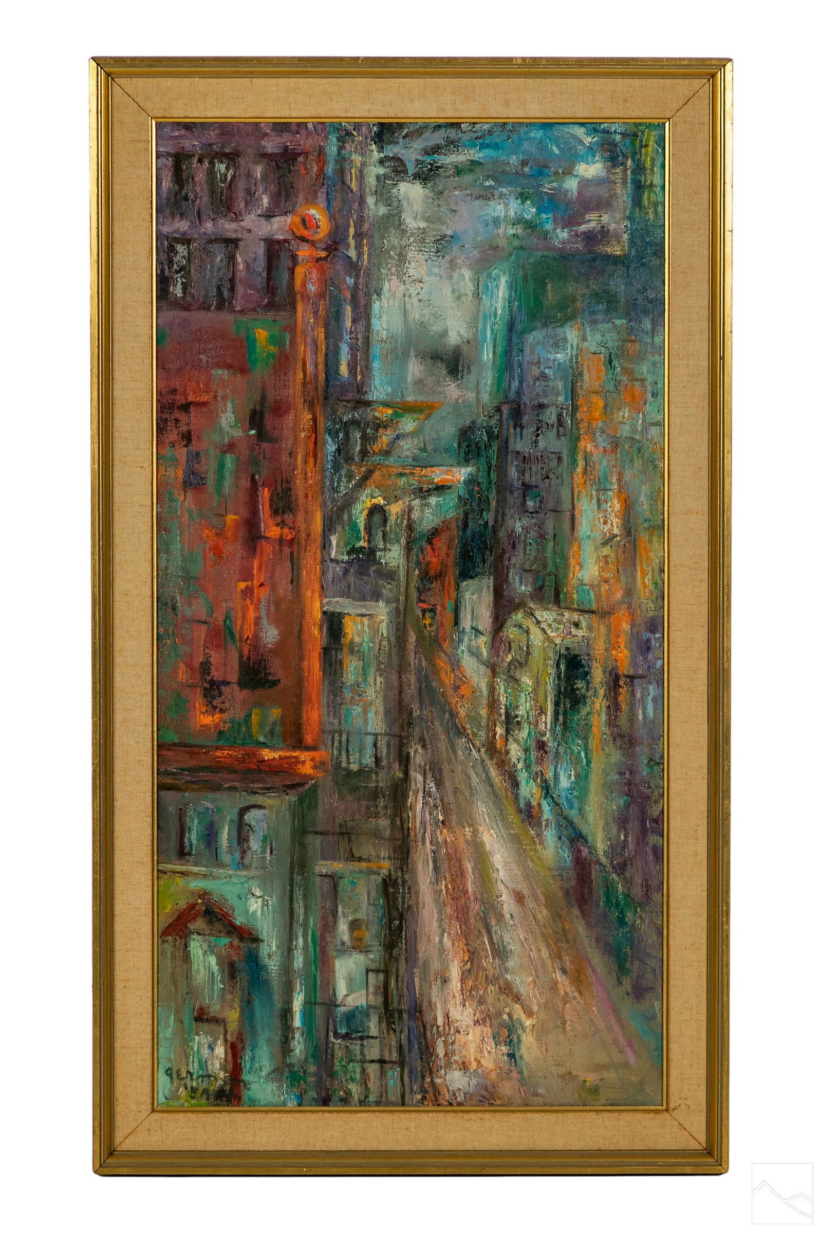 Mystery Artist Mid Century NYC Cityscape Painting (1 of 6)