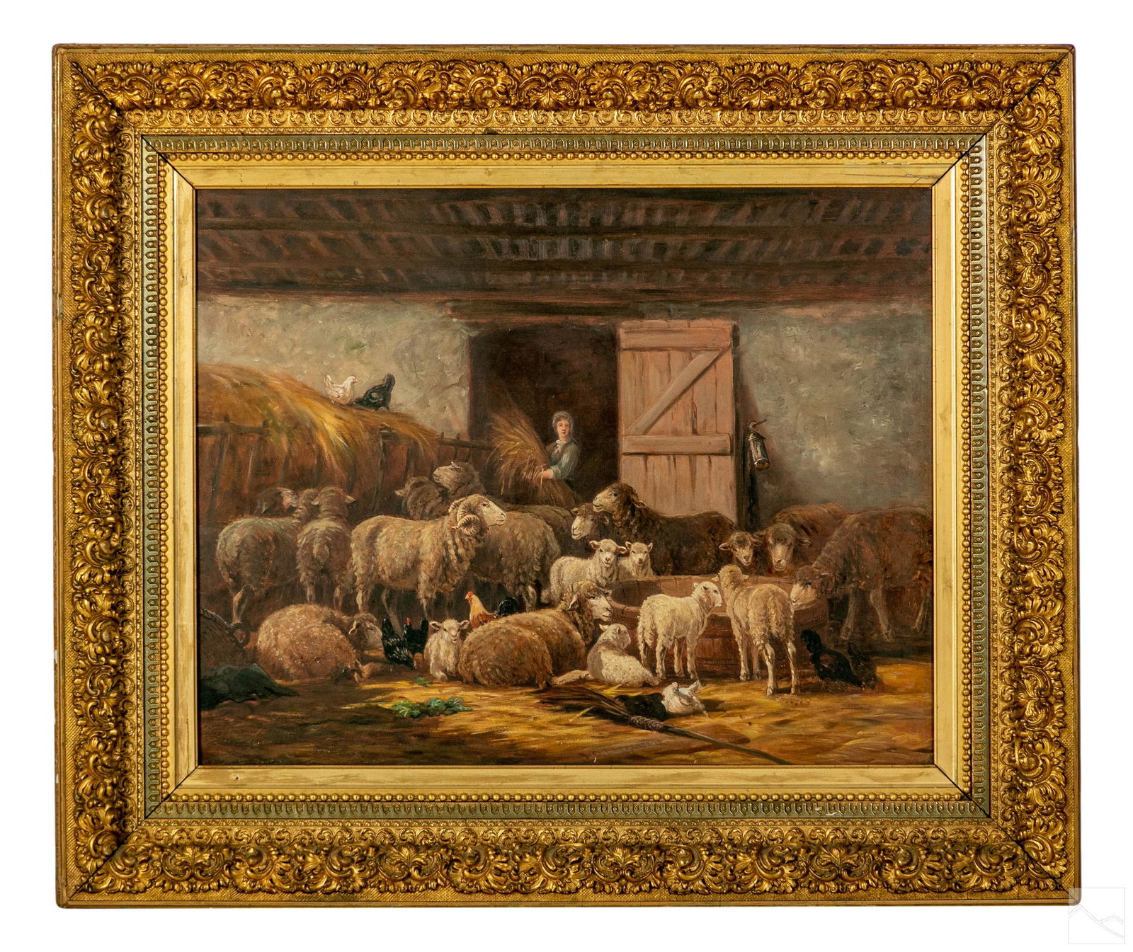 English School Pastural Farm Life Oil Painting (1 of 5)