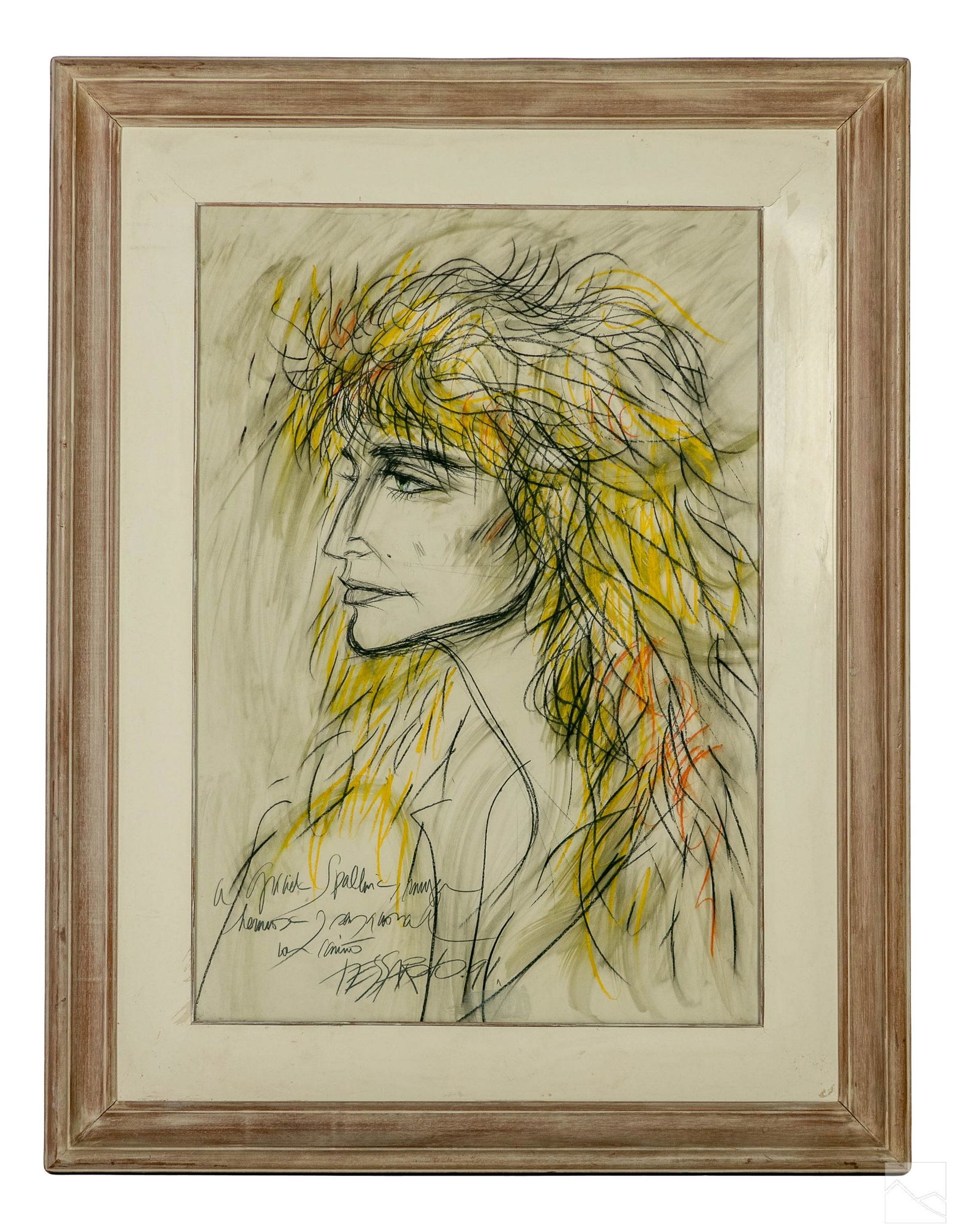 German Tessarolo b.1945 Pastel Portrait Drawing (1 of 5)