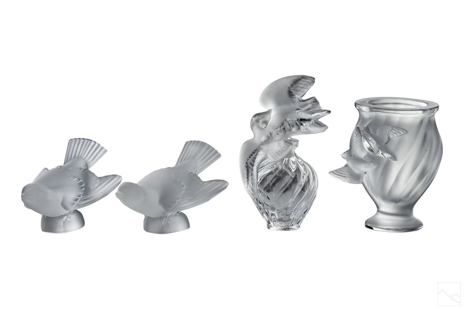 Lalique French Crystal Bird Bottle Vase & Statues (1 of 6)