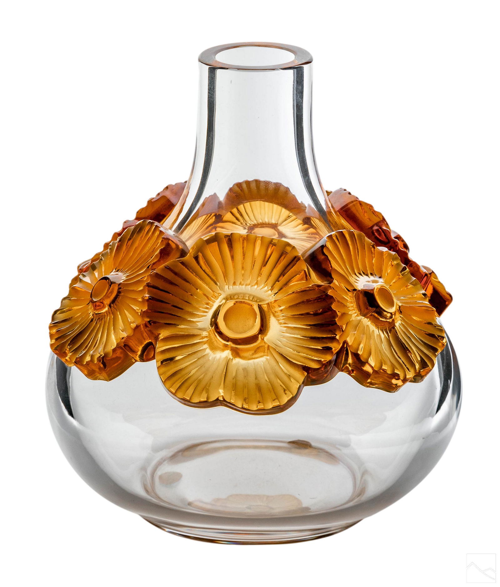 Lalique French Crystal ATOSSA Amber Flowers Vase (1 of 6)