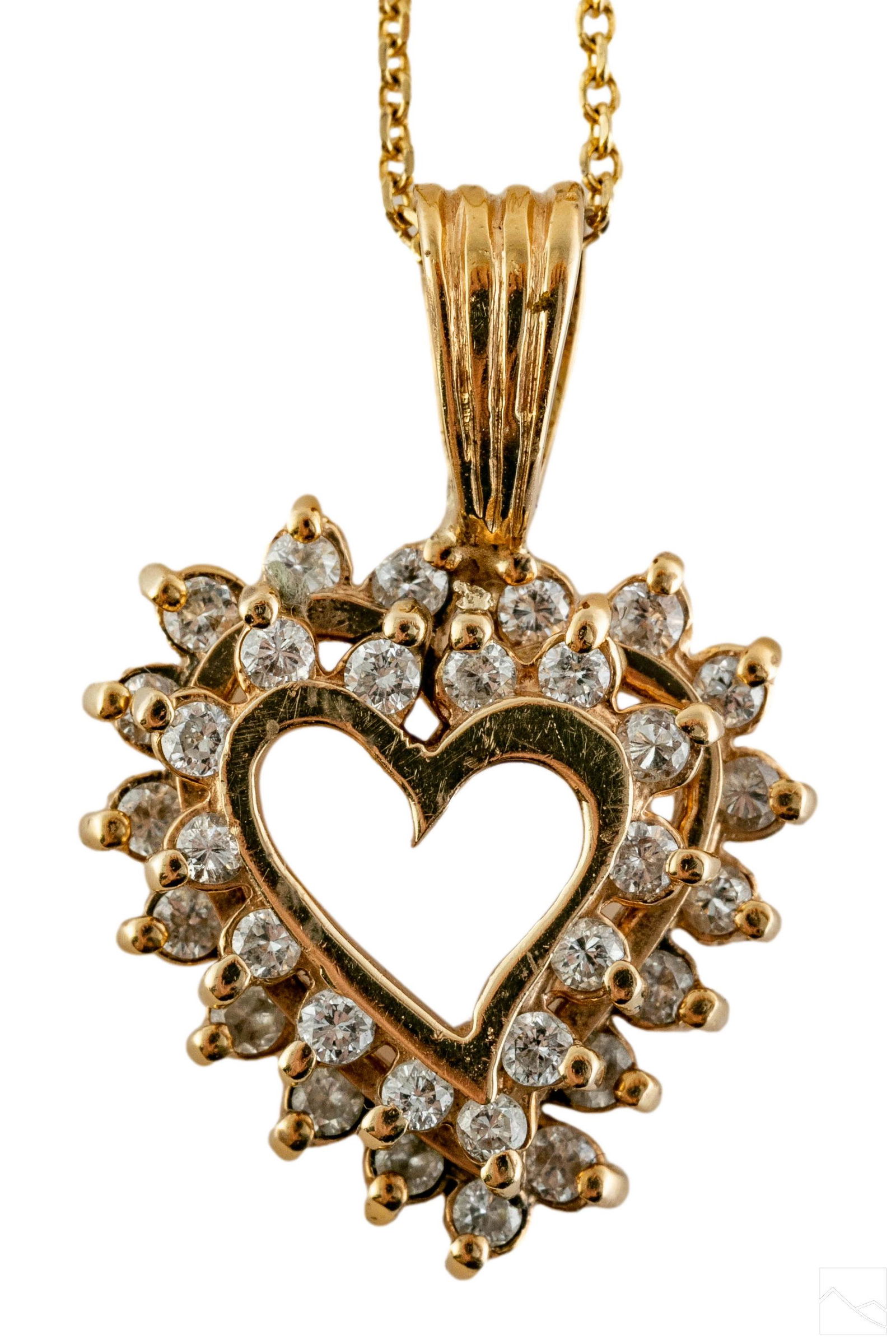 14K Gold .50 CTTW Diamond Lover Heart Necklace 5.4g (1 of 6)