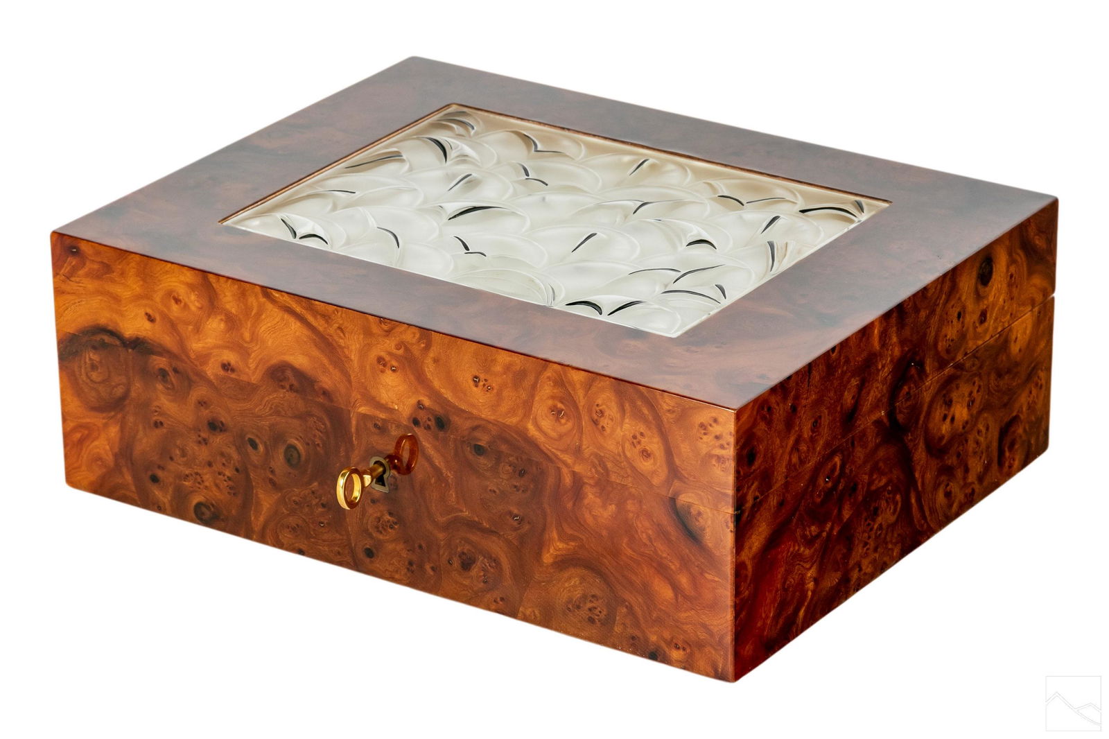 Lalique French Crystal & Burl Wood MADRONA Humidor (1 of 6)