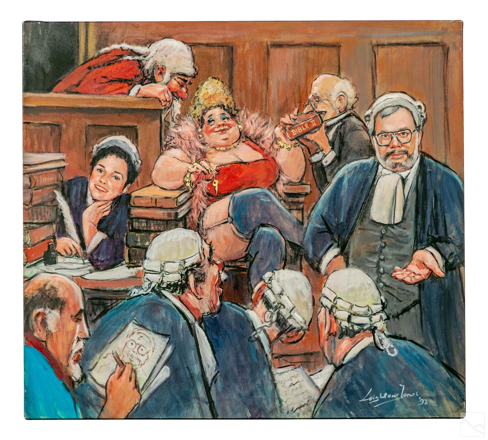 Barry Leighton Jones 1932-2011 Courtroom Painting (1 of 4)